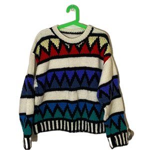 Fun design hand knit sweater unisex size m